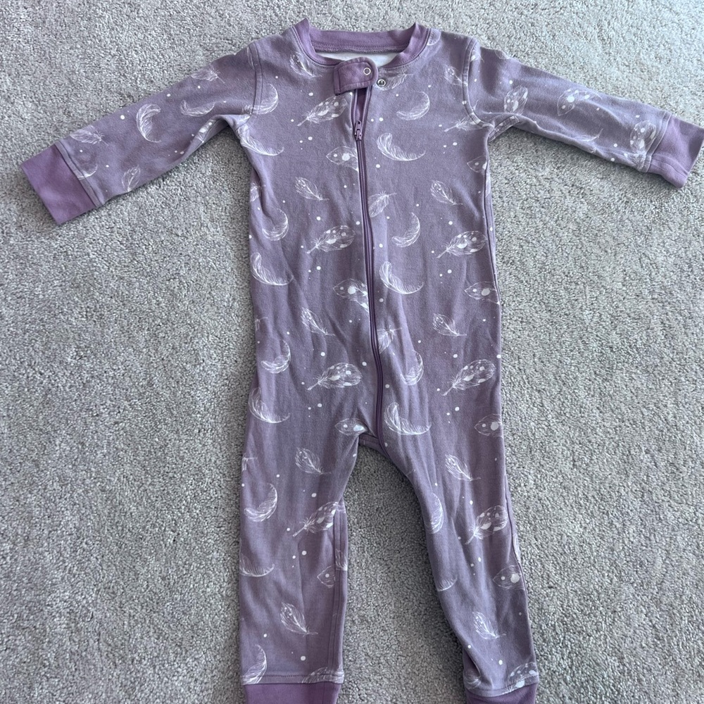 Purple Kids One Piece with Feather Pattern